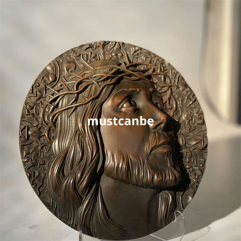 浮彫り イバラをかぶった人物頭芸術装飾客間 玄関 装飾品 工芸品 置物