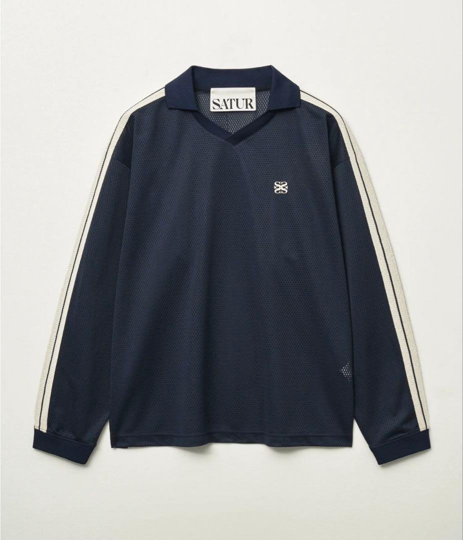 完売品‼️SATUR ロザンメッシュフットボールシャツネイビー M