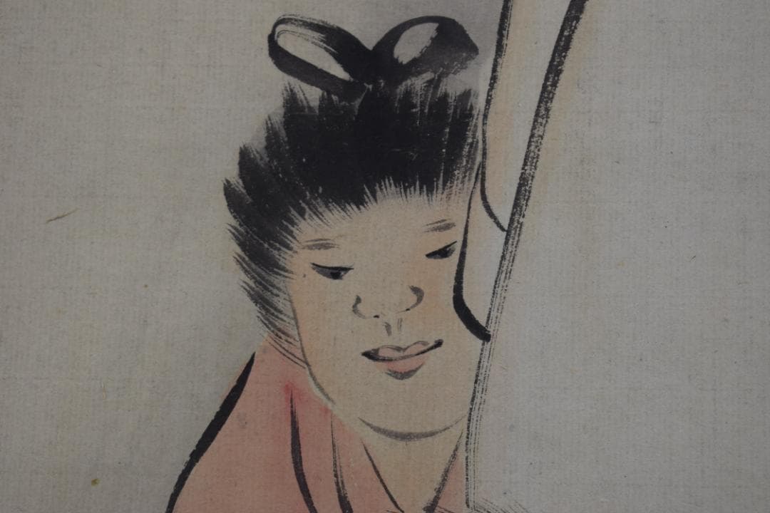 【真作】森徹山/常磐御前図/義経の母/掛軸☆宝船☆Z-404