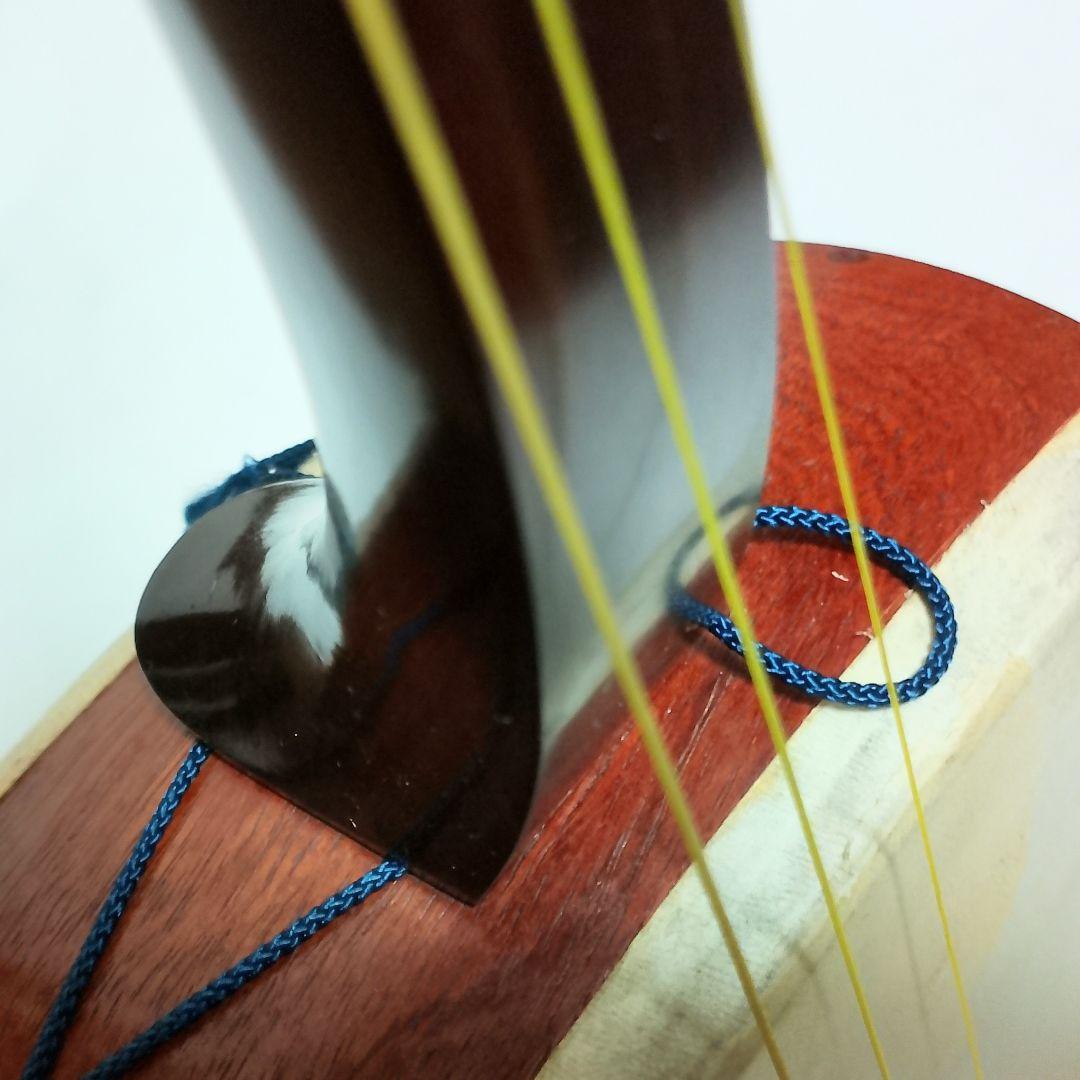 高級　紫檀　細棹三本継　三味線　鼈甲バチ + ソフトケース付き