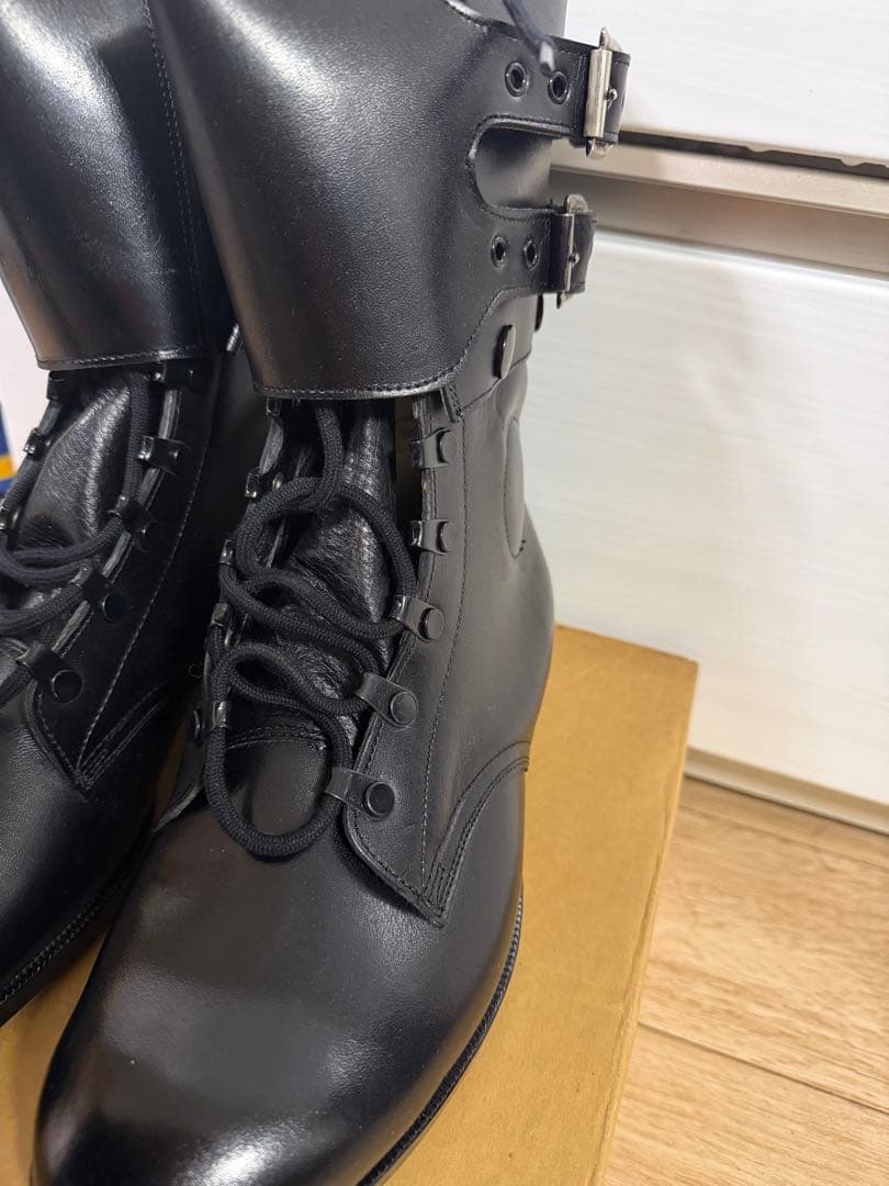警察隊使用 編み上げブーツ 予備品 未使用 本革 25.5cm