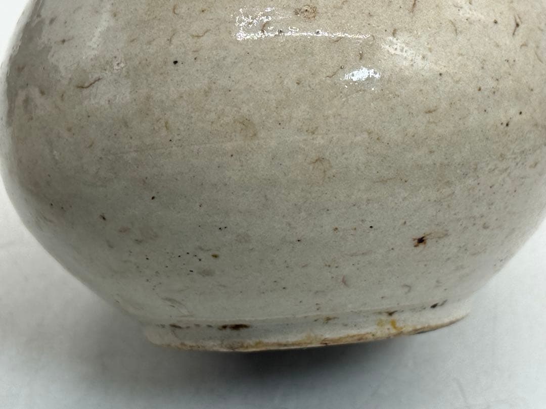 李朝　白磁に呉須紋　徳利形瓶② 高さ約14.4cmアンティーク送料込み0107