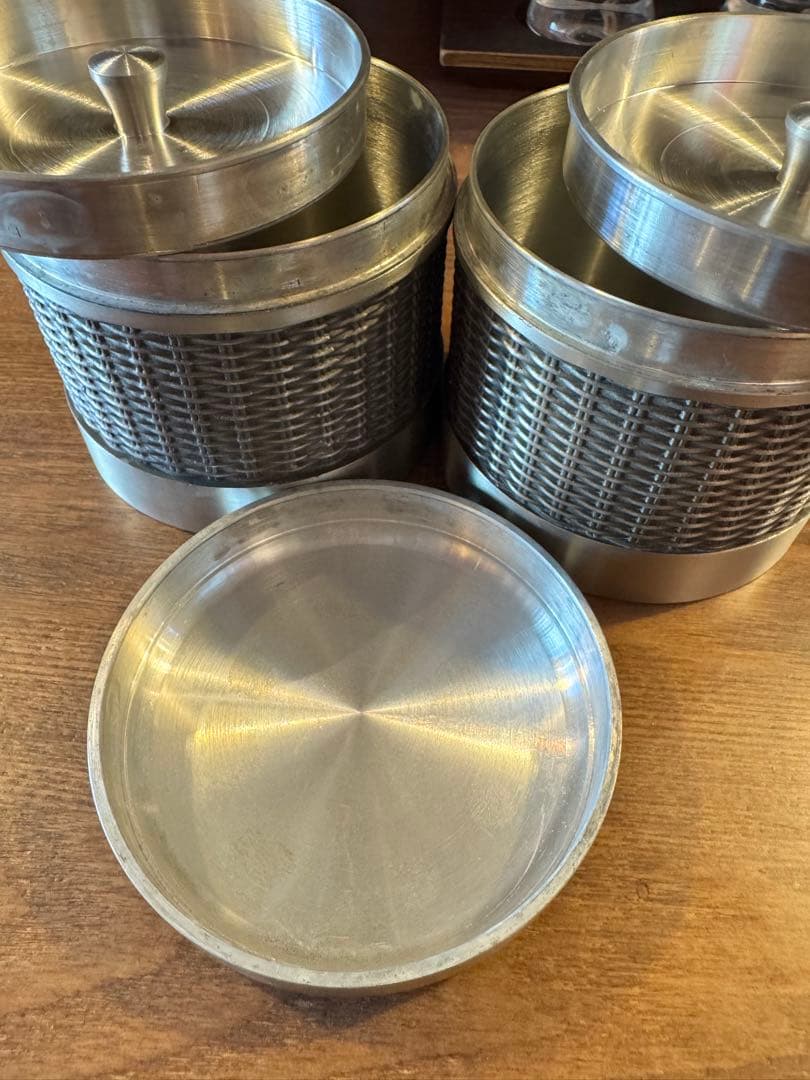 純錫製メッシュ茶道具　二段あり