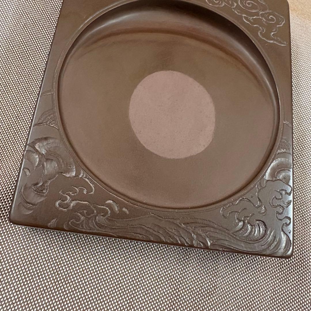 紅溪石硯 原口梅羊（梅羊刀）　書道具　宮崎県伝統工芸品　未使用品　骨董品