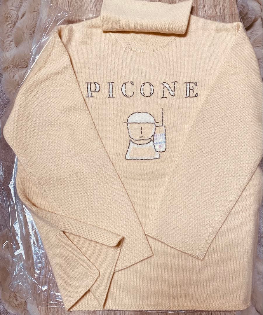 新品 PICONE ビーズ刺繍デザイン ハイネックセーター 38