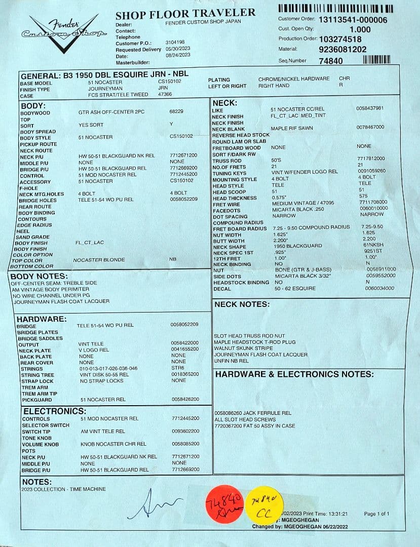 フェンダーカスタムショップ Double Esquire ジャーニーマンレリック