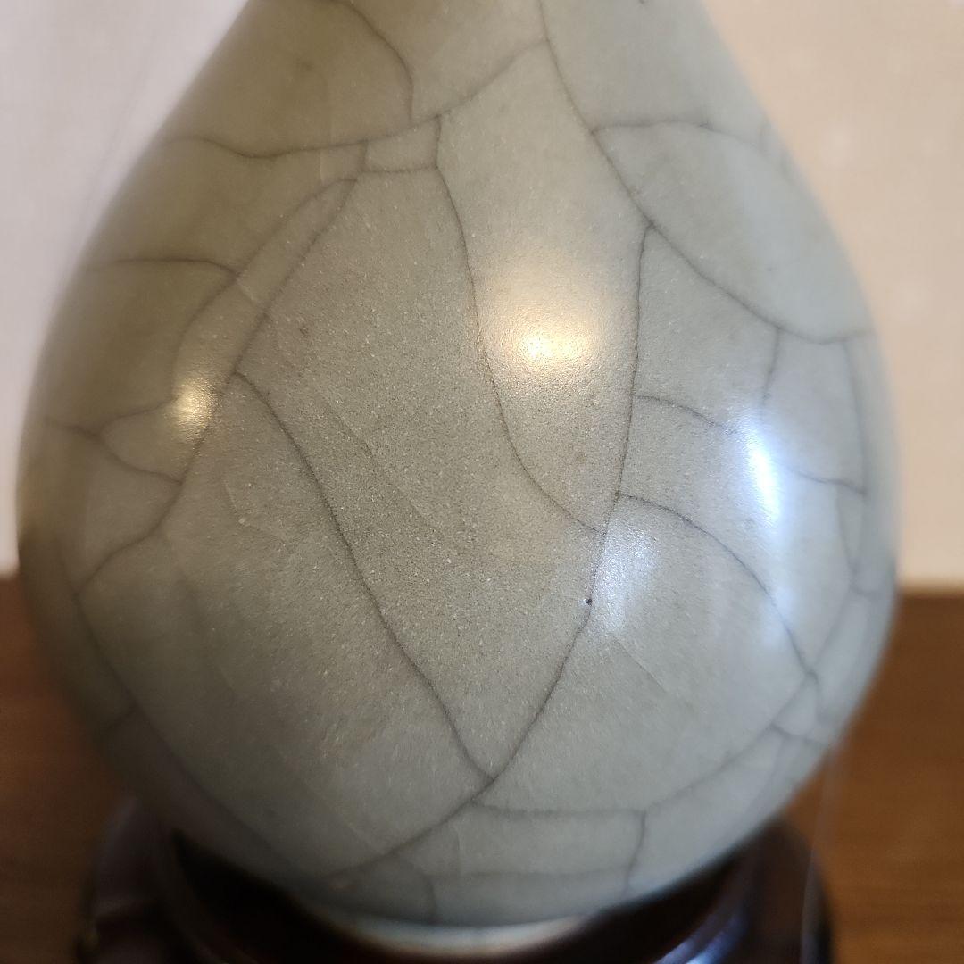 龍泉窯　青磁花瓶　明朝時代　貫入　花入　華道具　骨董品　共箱