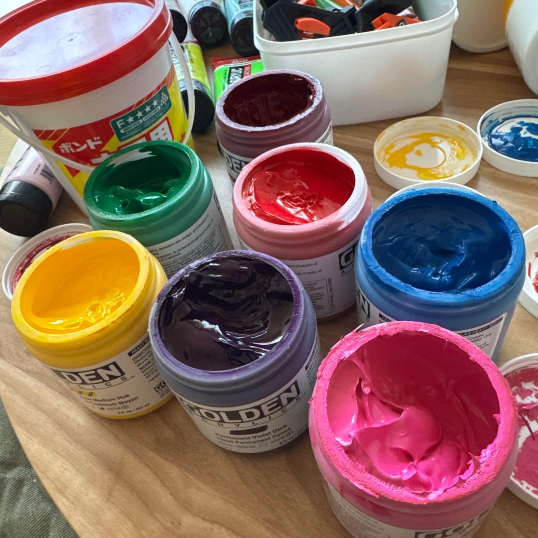 あ*み様 画材セット アクリル絵の具 ゴールデン、アムステルダム、画材まとめ売り