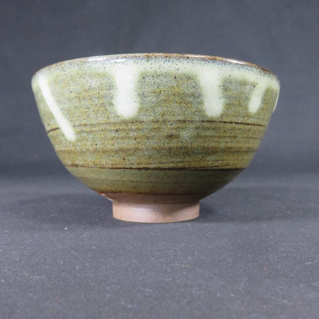 茶碗 灰釉 四酔窯 石崎光四郎 木箱 共箱 在銘 抹茶碗 茶器 茶道具
