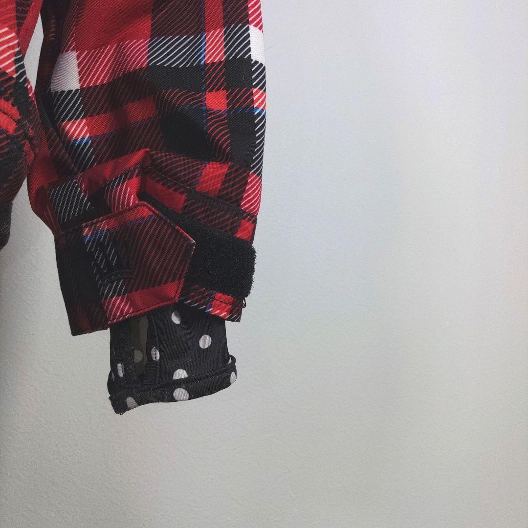 レディース　M　スキー　スノーボードウェア　上下セット　レッド　チェック柄　黒