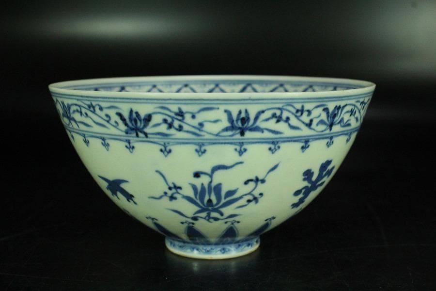 茶道具 唐物 染付茶碗 仕服 時代物(K-LC871)