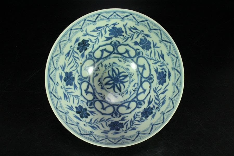 茶道具 唐物 染付茶碗 仕服 時代物(K-LC871)