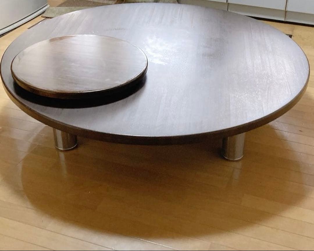 ①円卓　食卓　丸テーブル　昭和レトロ　ターンテーブル　大型　和モダン　中華