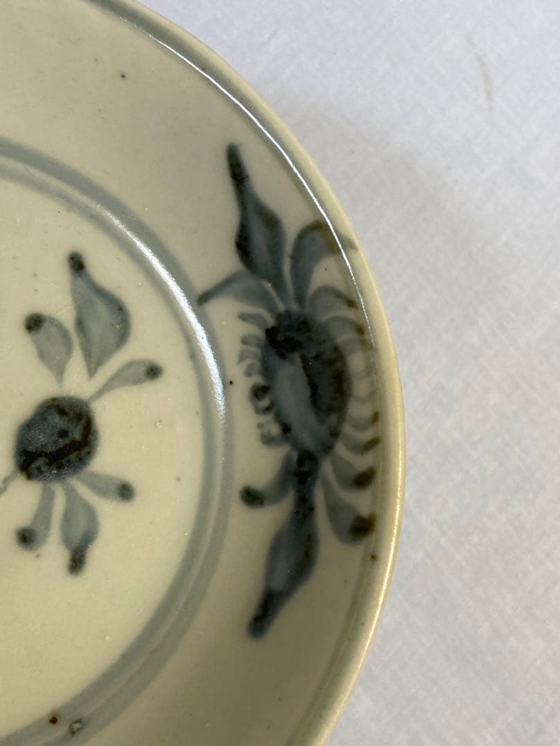 1114中国　清時代　染付花紋中皿①　送料込み1115