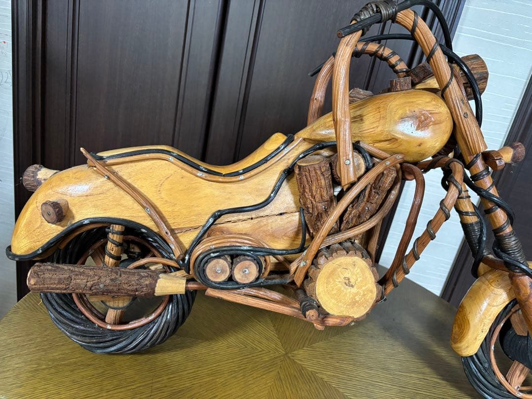 木製バイク置物　天然木　装飾品コレクターズアイテム　ハーレーダビットソン70cm