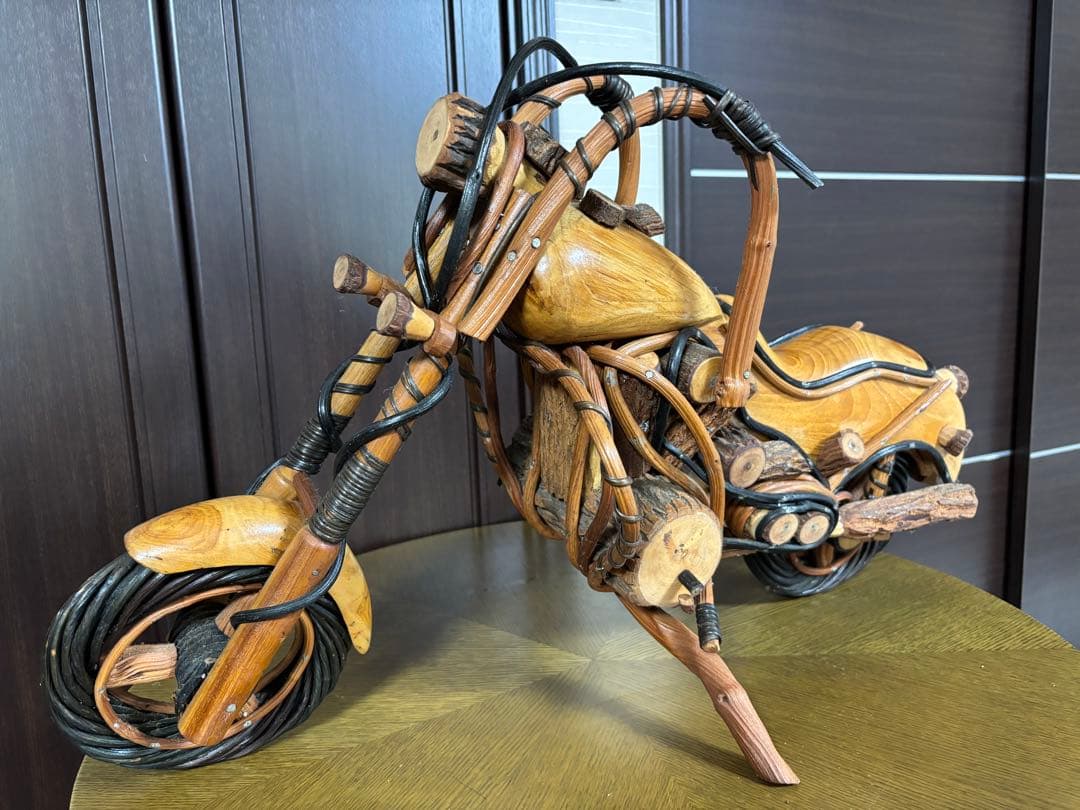 木製バイク置物　天然木　装飾品コレクターズアイテム　ハーレーダビットソン70cm