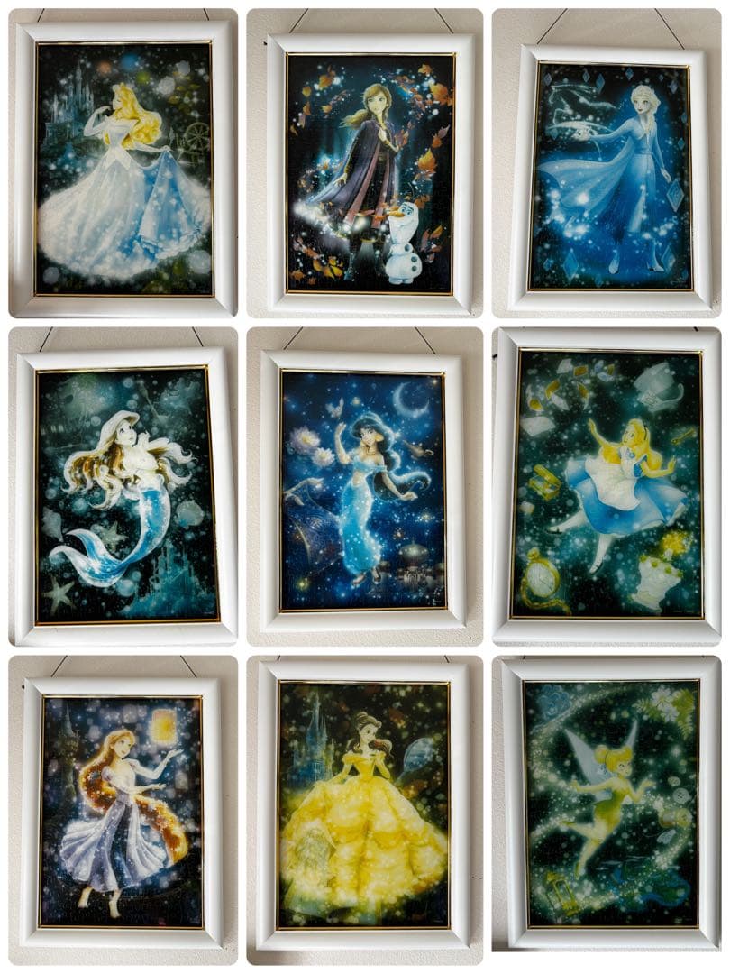 ディズニー　プリンセス　アナ雪　ティンカーベル　パズル　完成品　フレーム　セット