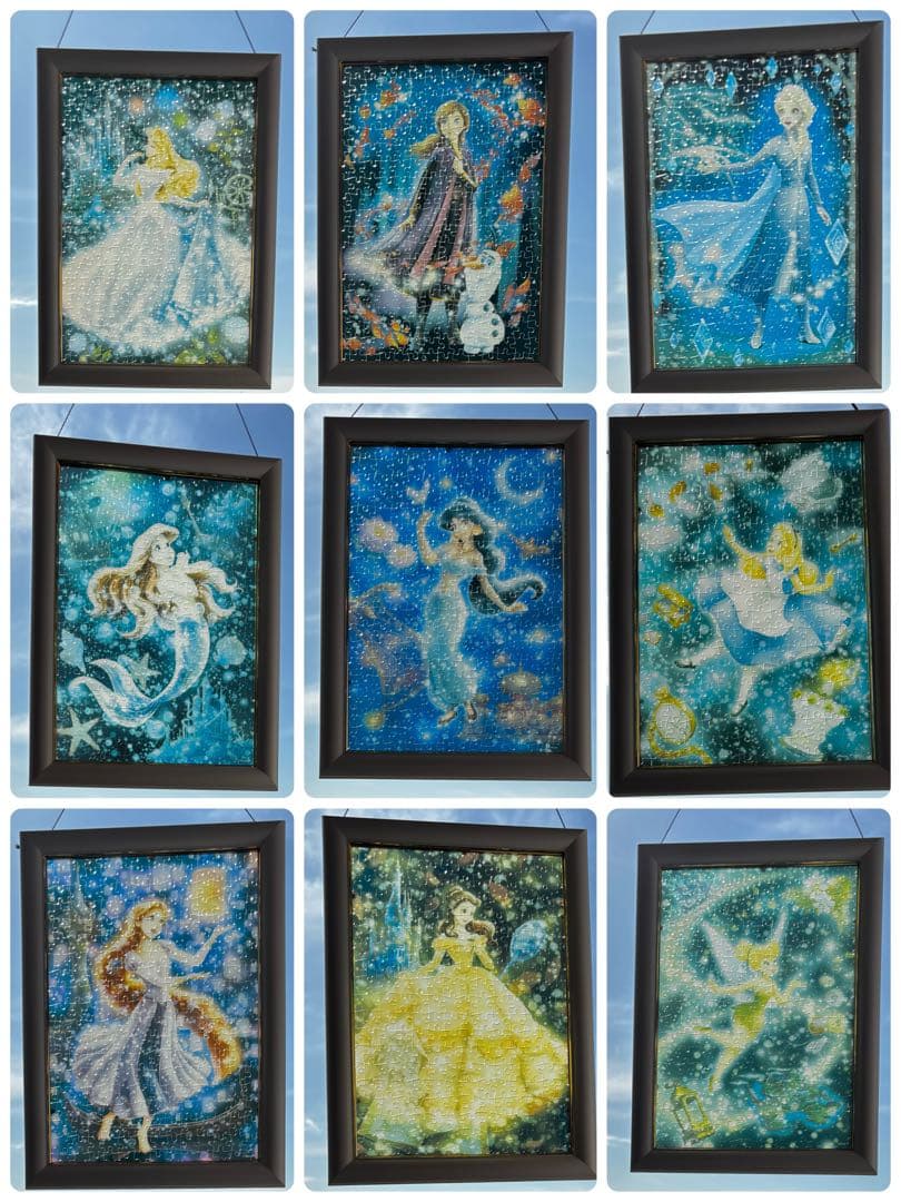 ディズニー　プリンセス　アナ雪　ティンカーベル　パズル　完成品　フレーム　セット