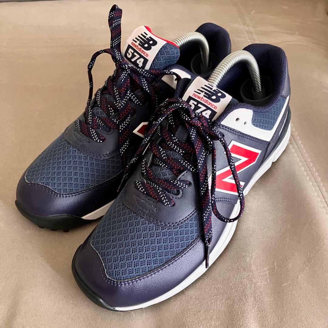 美品New Balance 574 ネイビー ゴルフシューズ25.5cm