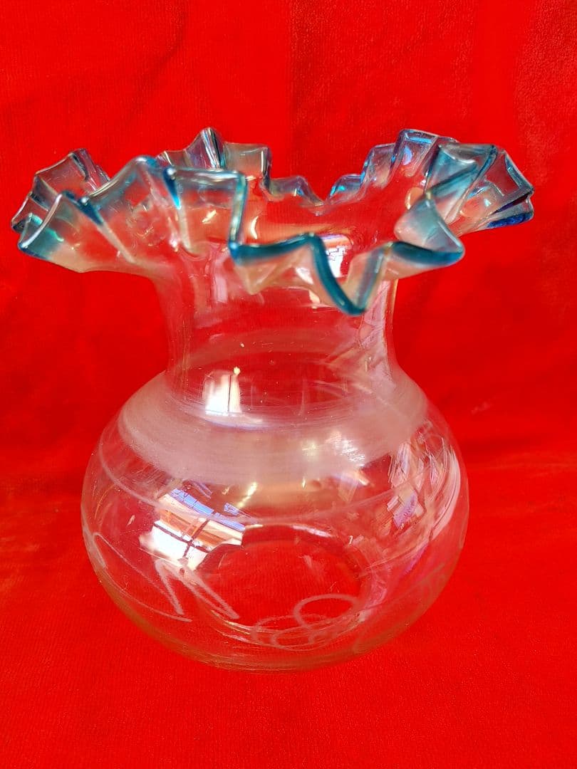 座敷ランプ　青色金魚鉢形ガラスシェード