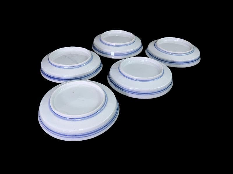 古伊万里　色絵　垣根に椿の図　4寸皿　５枚　F018AS-fbrn