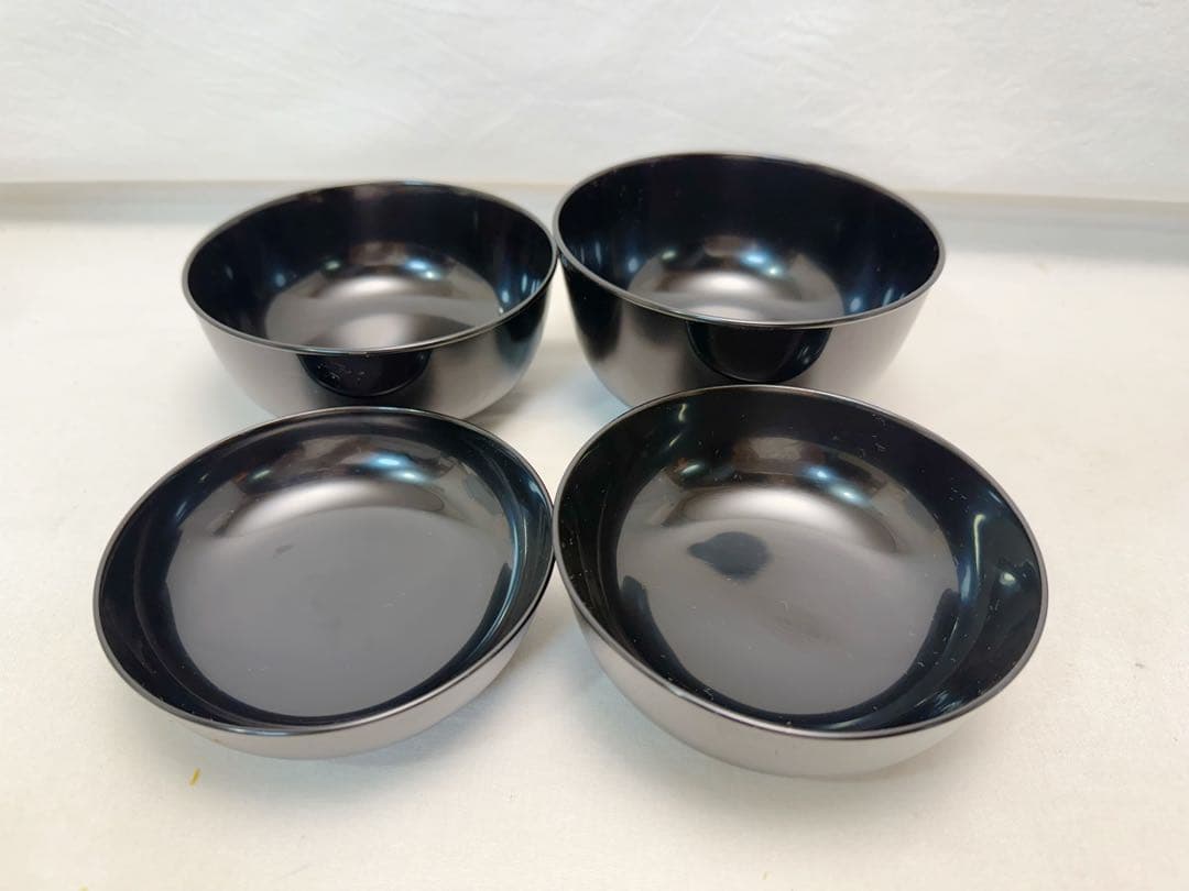 ほぼ未使用 懐石道具 木製 黒真塗 四つ椀 小丸椀 2客揃 元箱