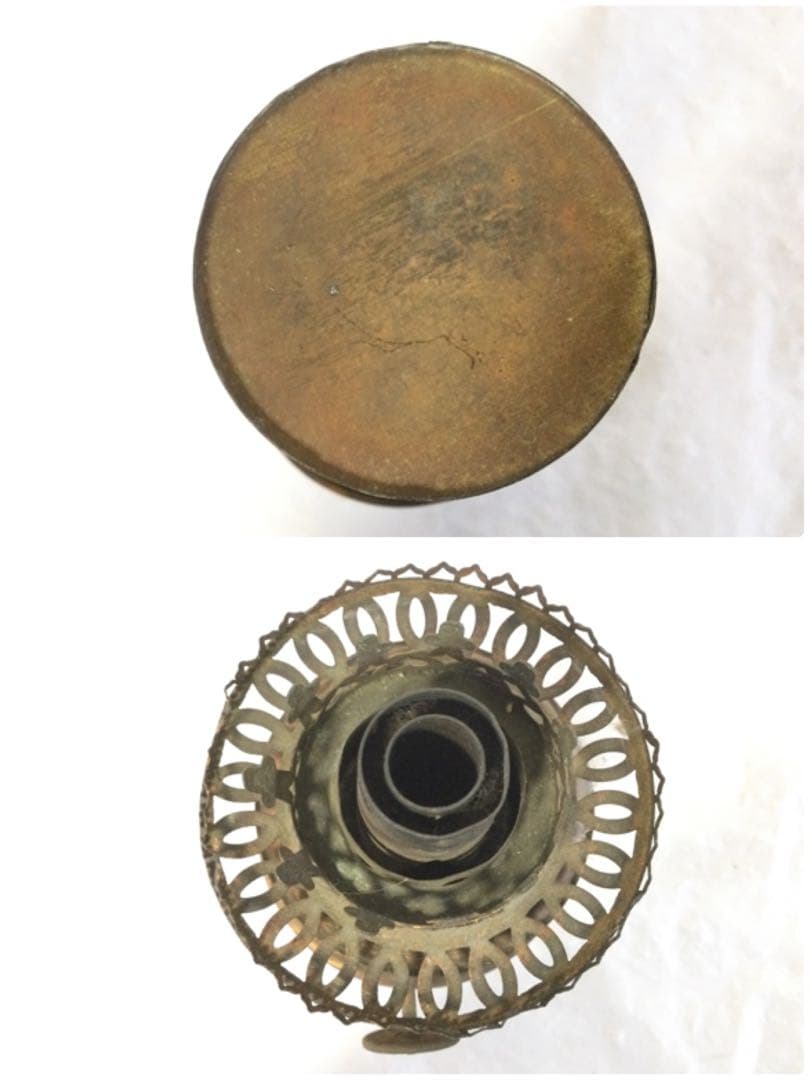 大正レトロ オイルランプ 竹筒台 座敷ランプ 丸ホヤ M