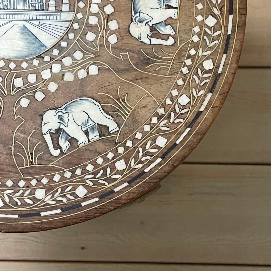 アンティーク　花台　タージマハル　猫足　アジアン