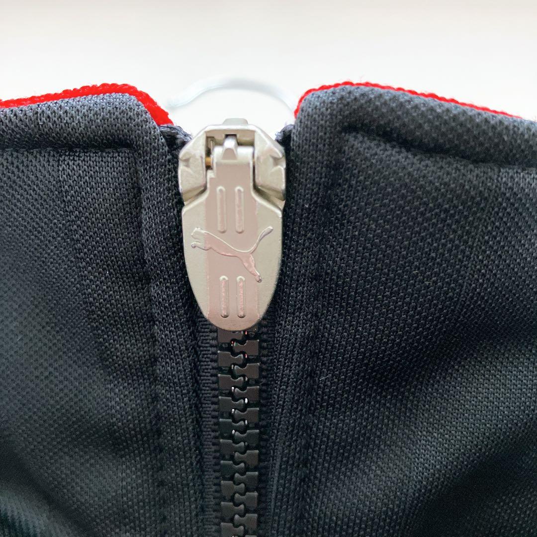 プーマ　ジャージ　上下　セットアップ　刺繍ロゴ　ストライプ　黒　サイドライン