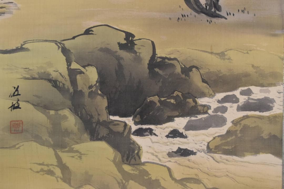 【真作】江坡/田家早梅図/山水梅花図/掛軸/名家伝来/AA-918