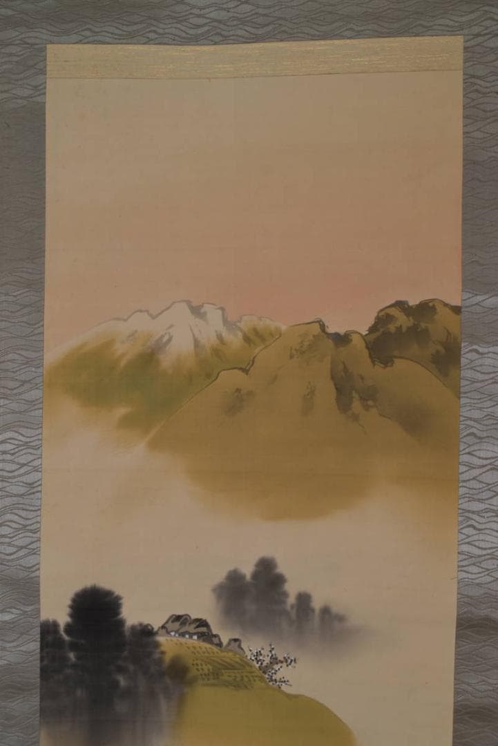 【真作】江坡/田家早梅図/山水梅花図/掛軸/名家伝来/AA-918