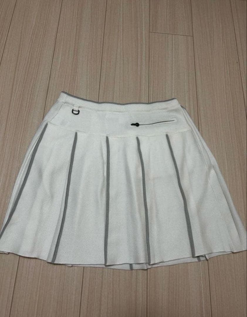 デサントゴルフ レディース ニットスカート プリーツ ホワイト グレー Lサイズ