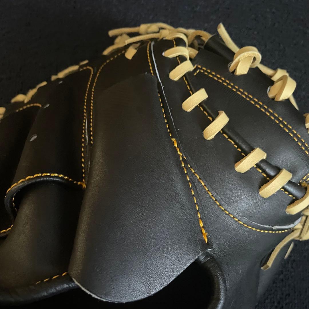 m*o様 ハタケヤマ 軟式 キャッチャーミット 右利き グローブ ブラック イエ