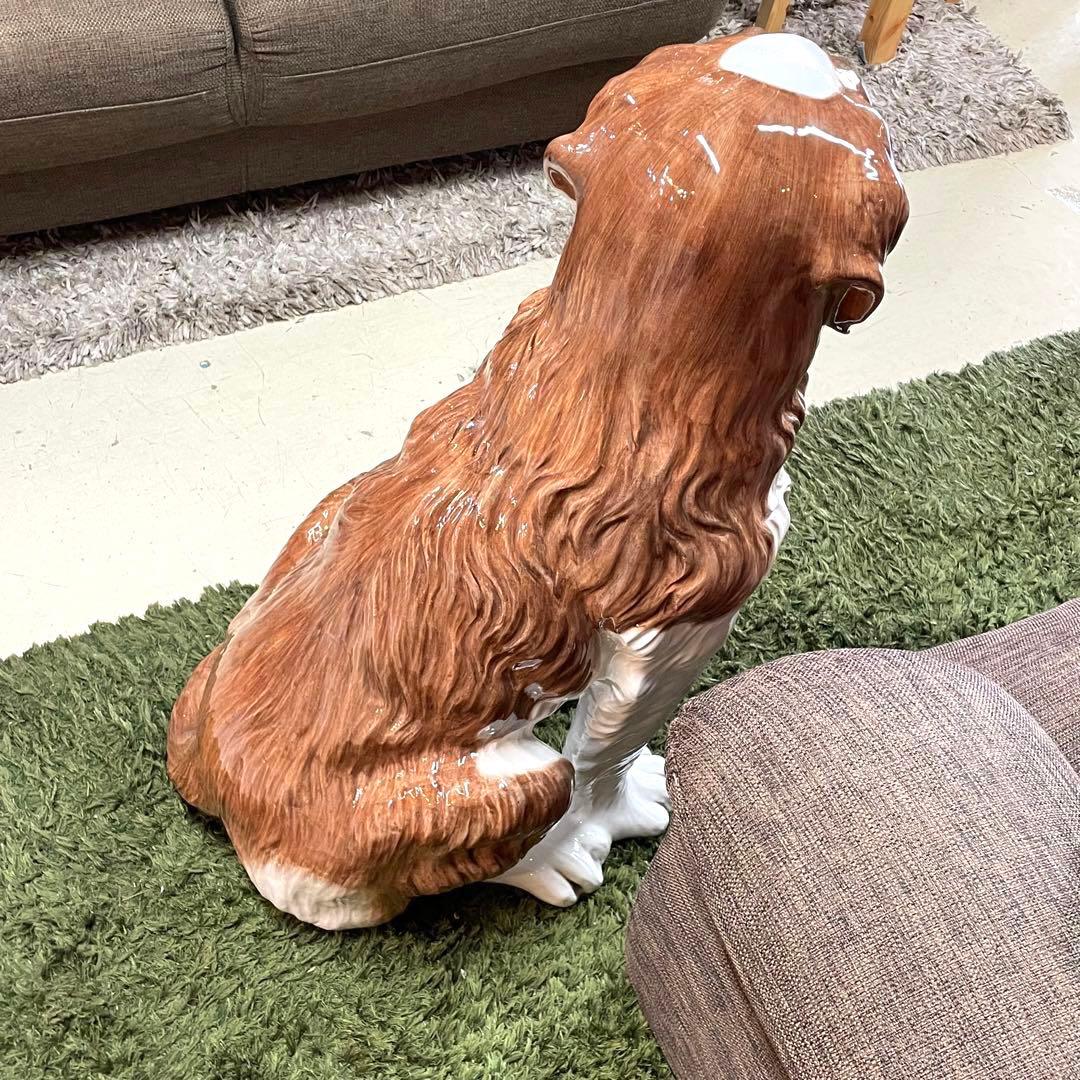 【イタリア製】セントバーナード　置き物　オブジェ　等身大　陶器　犬