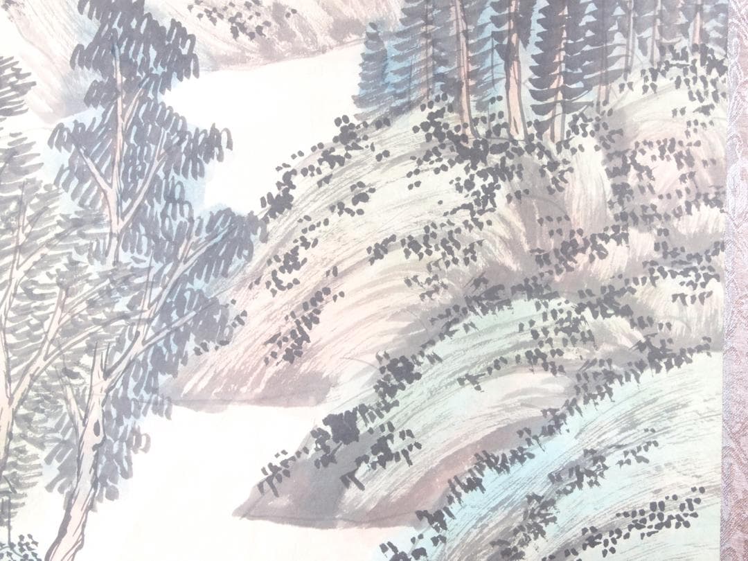 【骨董掛け軸】風景図 中国　唐時代 肉筆保證 唐物唐本AK1019A10-3