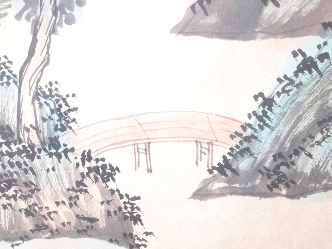 【骨董掛け軸】風景図 中国　唐時代 肉筆保證 唐物唐本AK1019A10-3