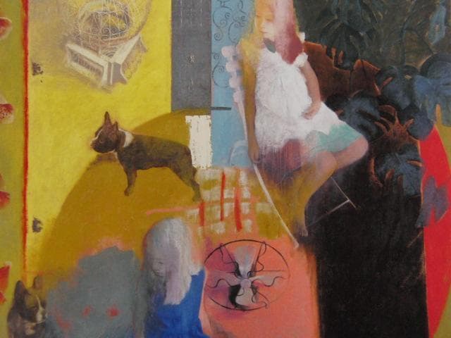 蛭田均、黄の室内、希少な画集より、新品高級額、額装付、状態良好