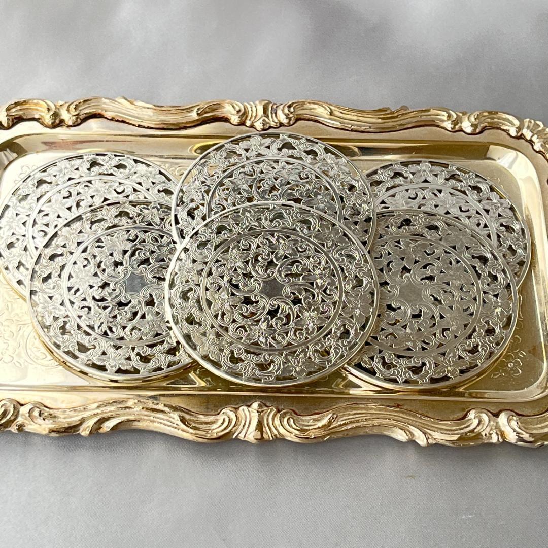 【WEBSTER】 【純銀 / ガラス】コースター 6枚組 スターリングシルバー