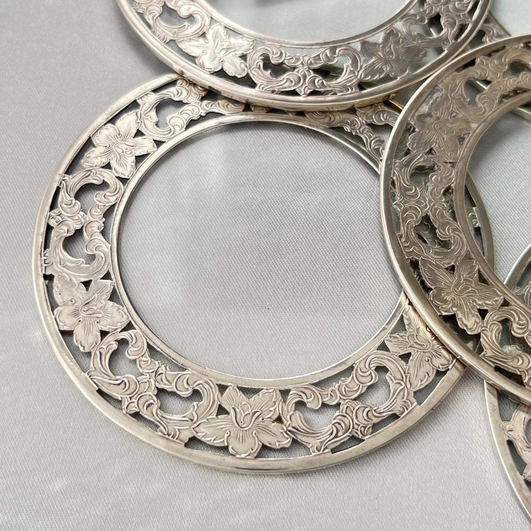 【WEBSTER】 【純銀 / ガラス】コースター 6枚 スターリングシルバー