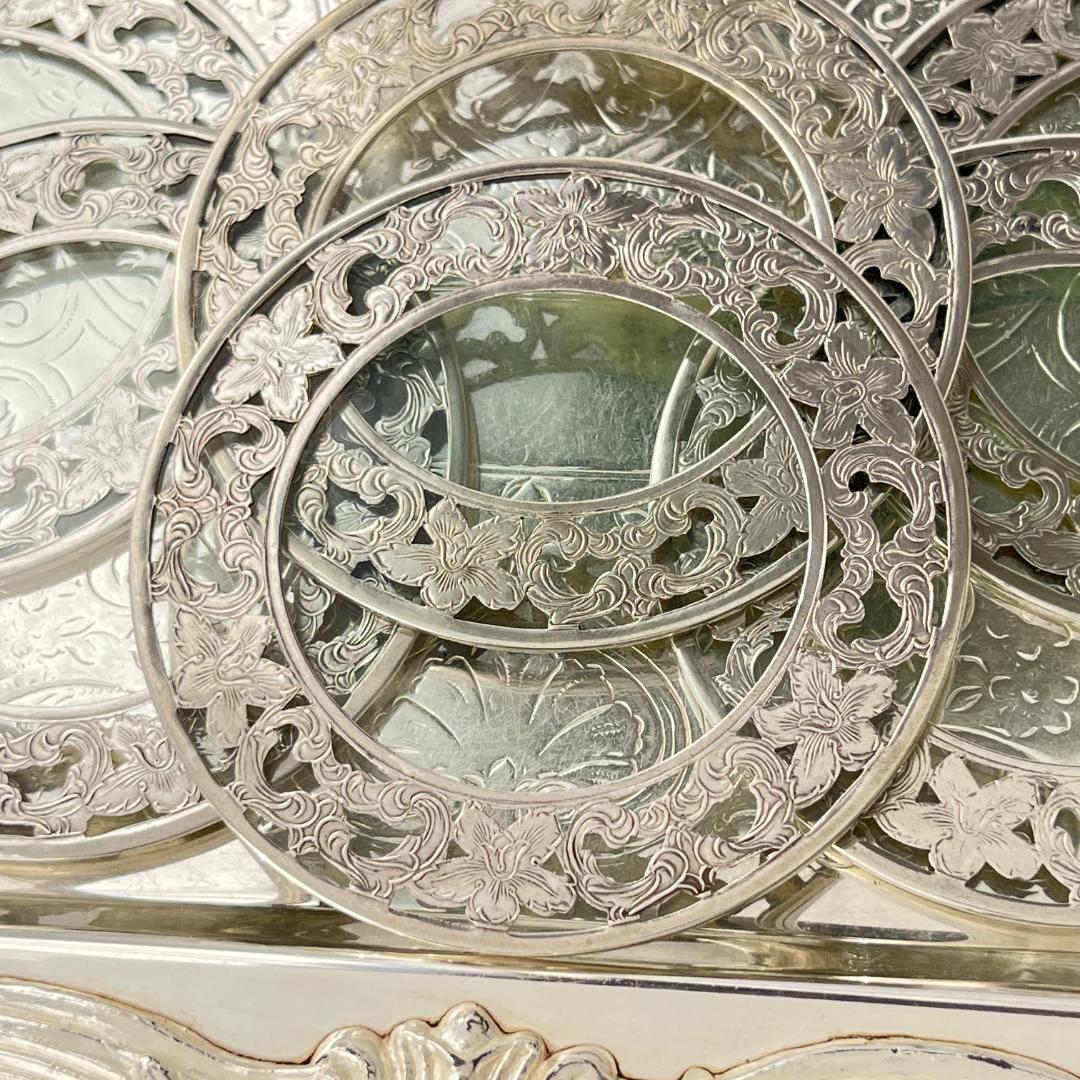 【WEBSTER】 【純銀 / ガラス】コースター 6枚 スターリングシルバー