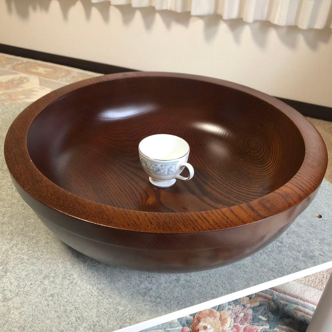 こね鉢　栗　くり抜き　天然木　そば打ち　口径約47㎝　大型　未使用品