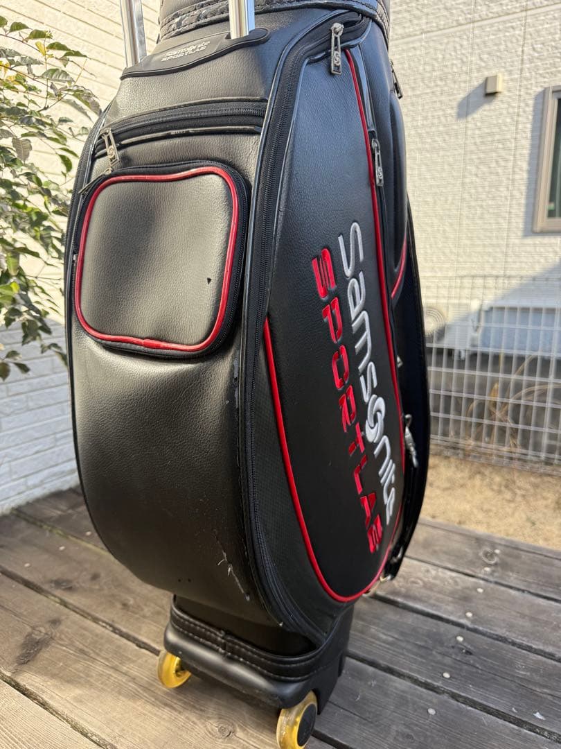 サムソナイト　キャディバッグ キャスター付 ブラック ゴルフバッグ キャリー付