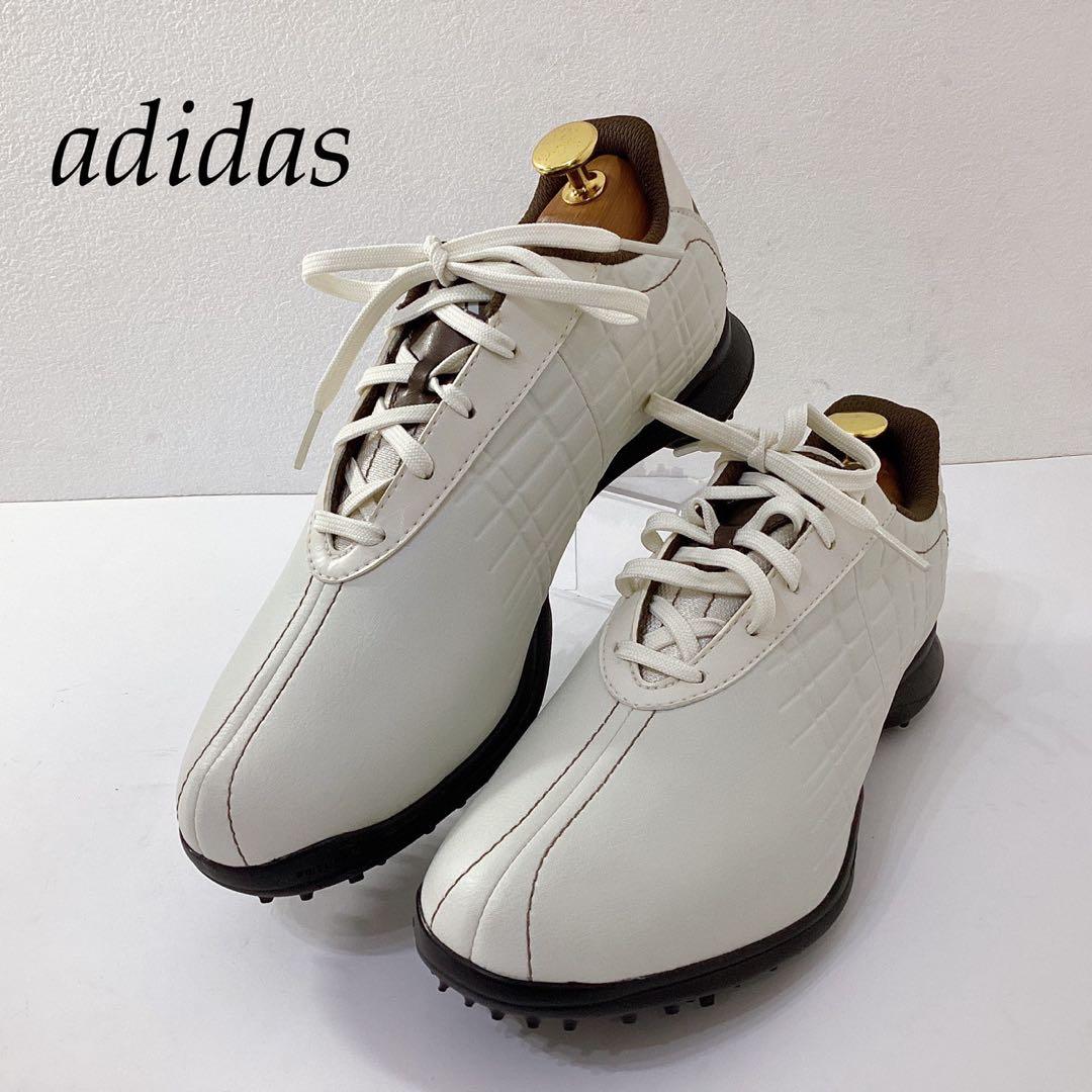 新品未使用✨adidas アディダス ゴルフシューズ 24.5cm 白 ブラウン