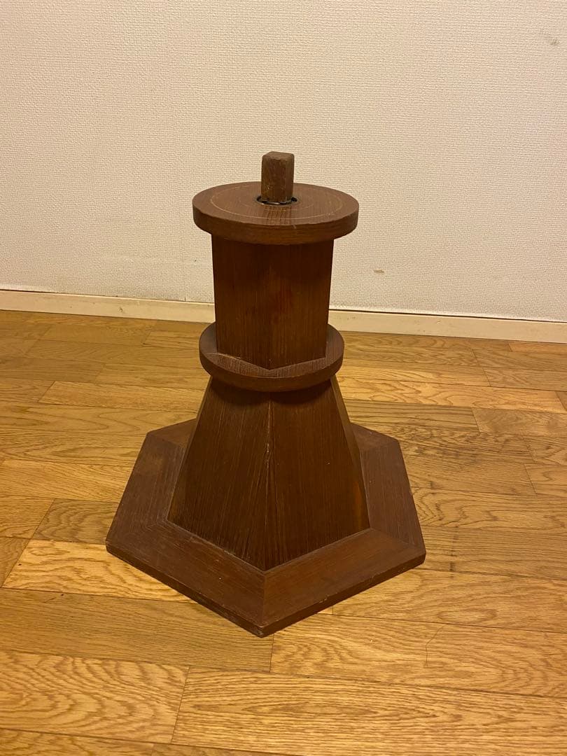 ヴィンテージ大型木製舵輪 直径91cm 台付き 可動式 船舶舵 マリンインテリア