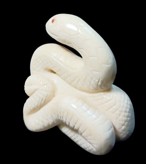 根付 「へび 白蛇」 無銘