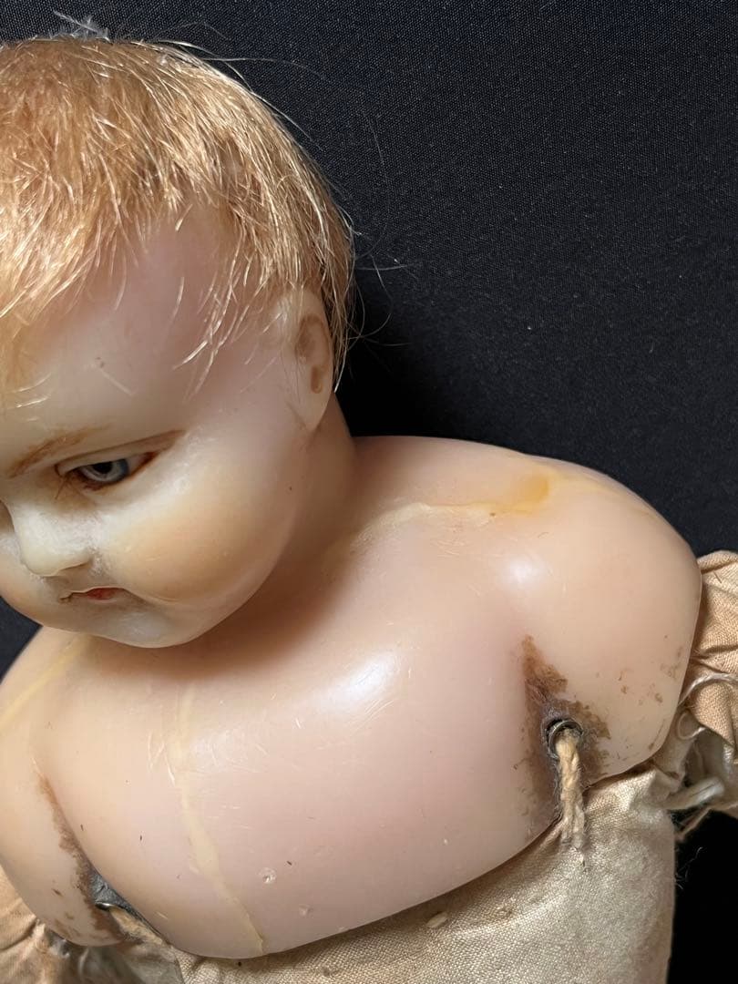 アンティーク英国製 希少ワックスドール 当時物ビスクドールレトロ人形ブロカント