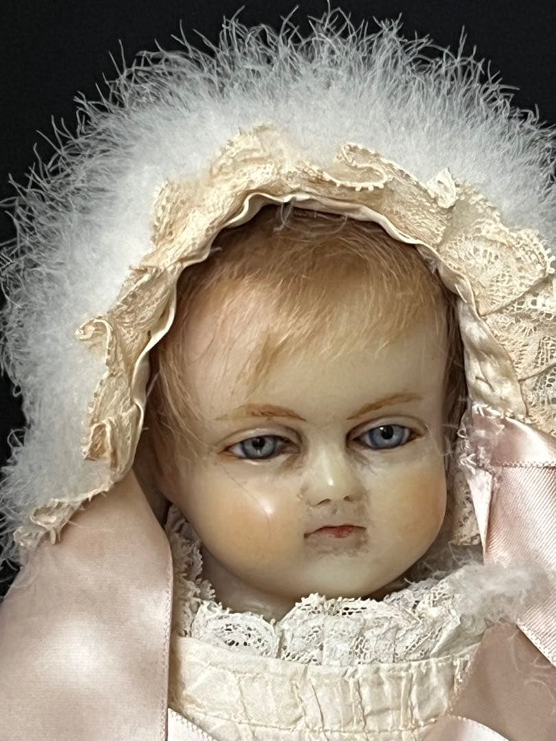 アンティーク英国製 希少ワックスドール 当時物ビスクドールレトロ人形ブロカント