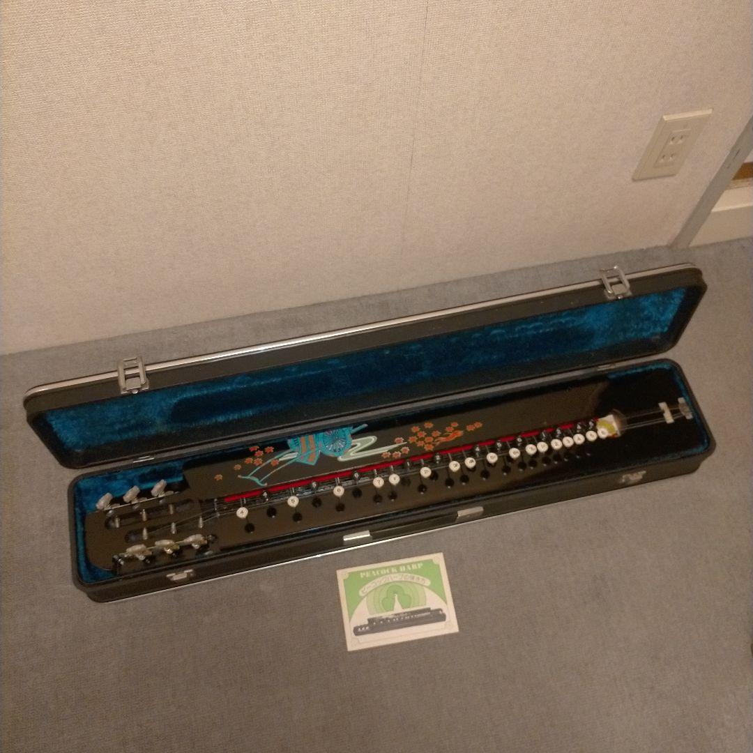 昭和レトロ 琴 ケース付き ピーコックハープ 人力車 花柄 大正琴 和楽器