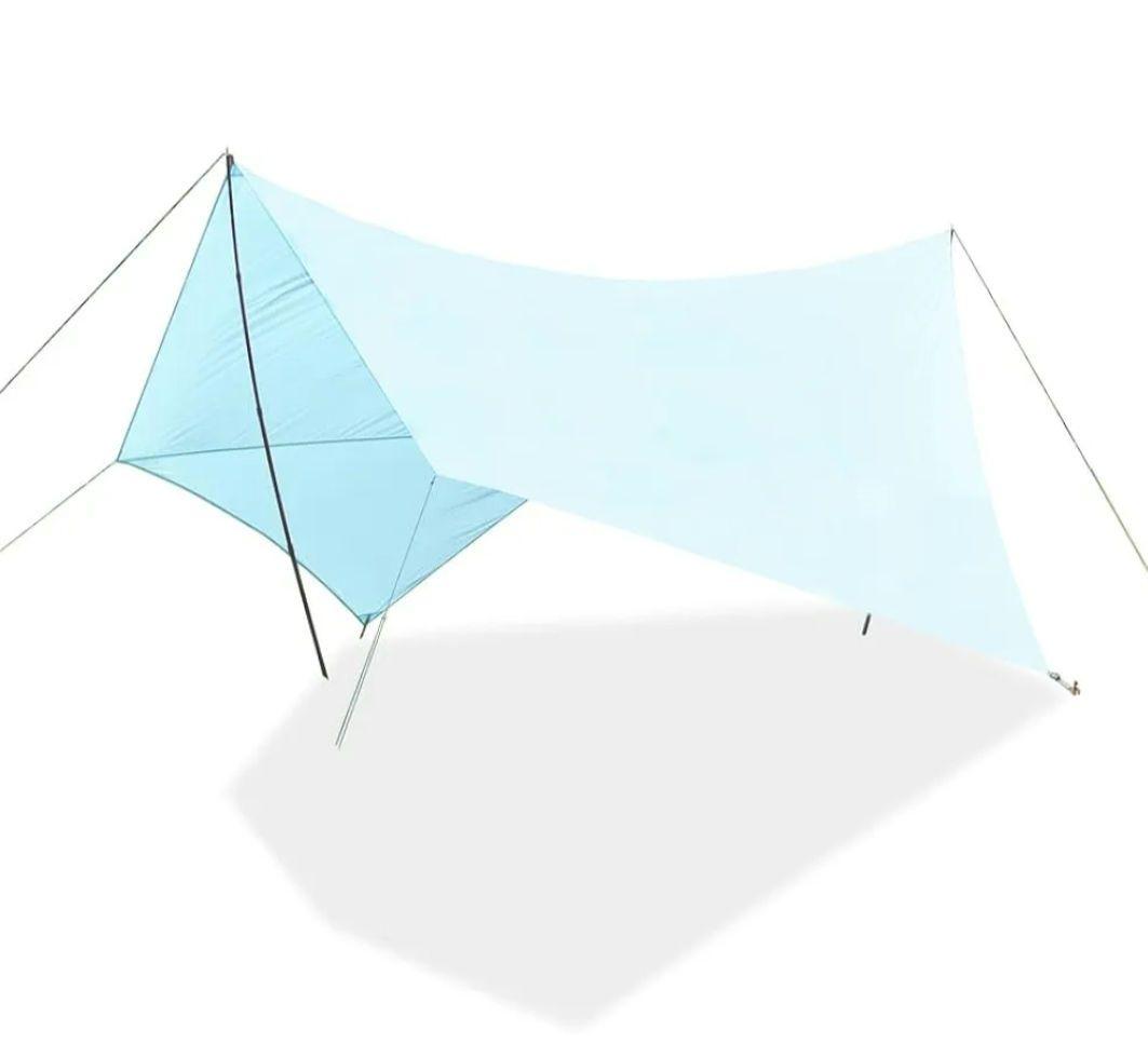 キャンプタープ (空色) スカイフィルム 日陰が作りやすい 五角形 / 2～4人