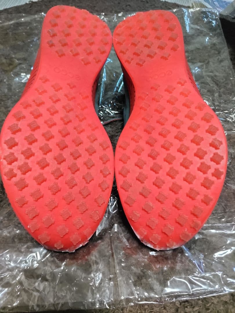【美品】ECCO ゴルフシューズ グレー/レッド